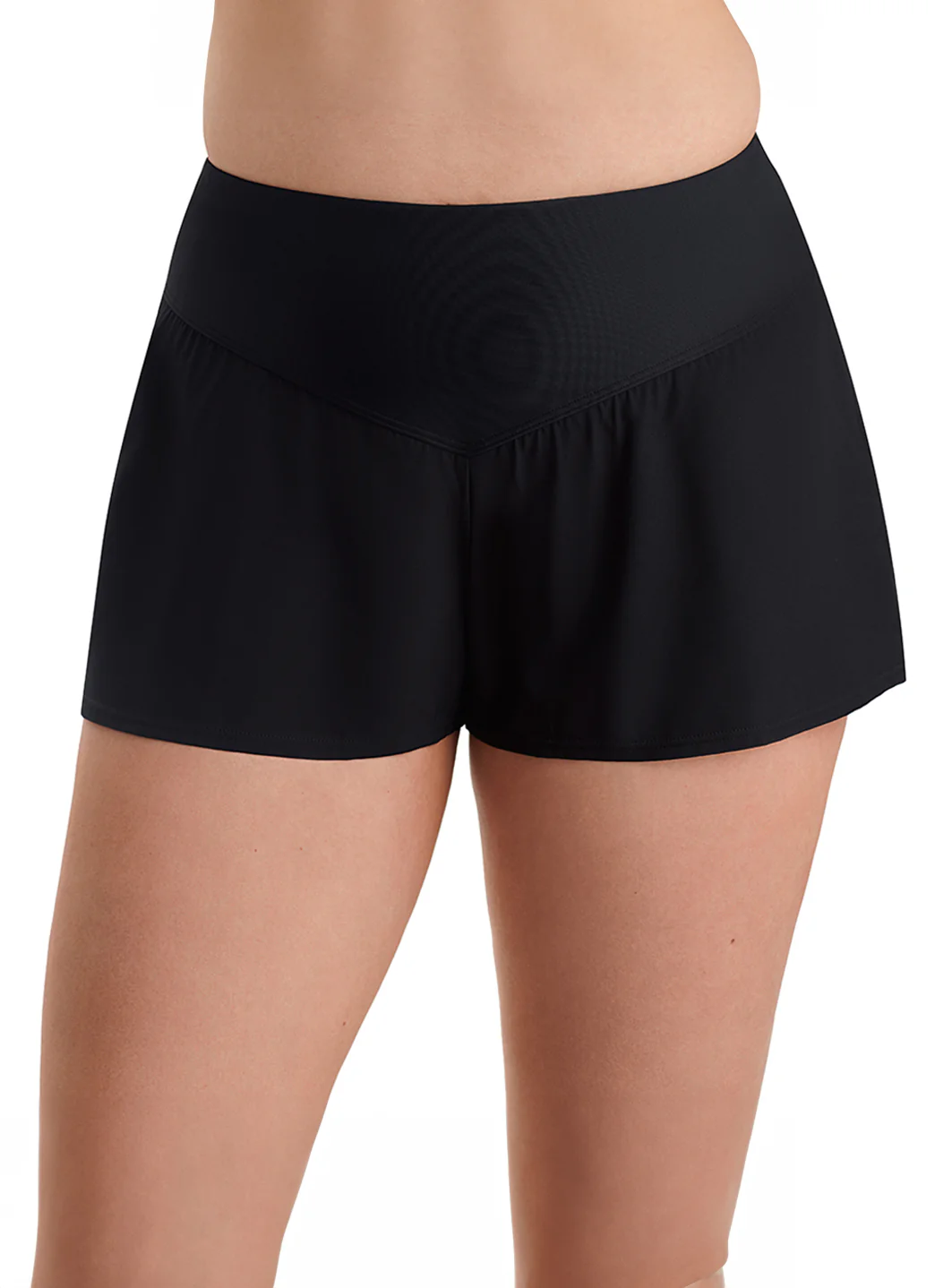 Shape Solver SPORT Women's Fashion Solids Vee Band Flare Short - Image 2