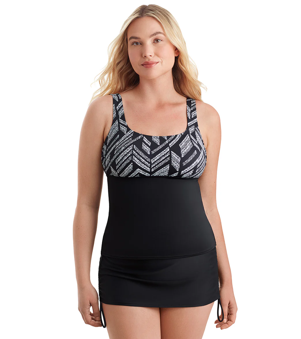 Shape Solver SPORT Women's Herringbone Shift  Scoopneck Tankini Top - Image 7