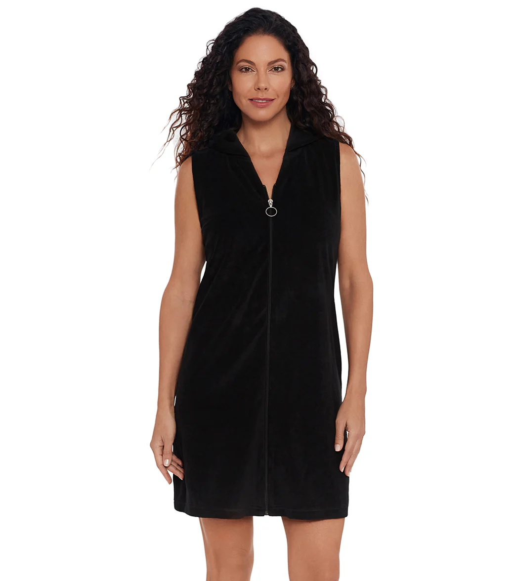 Shape Solver SPORT Women's Hooded Zipper Front Terry Cover Up - Image 12
