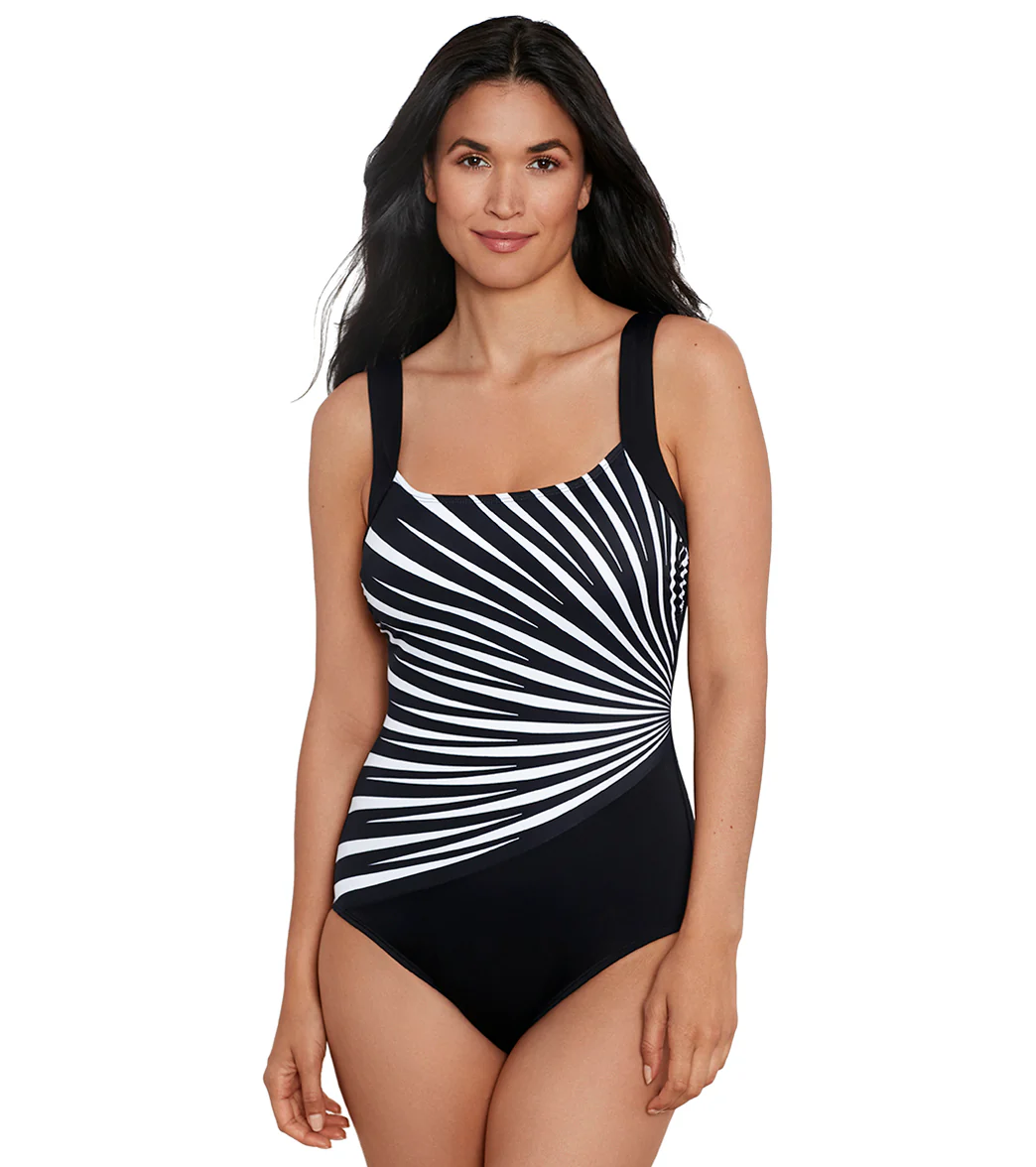 Shape Solver SPORT Women's Leading Points Illusion Tank One Piece Swimsuit - Image 9