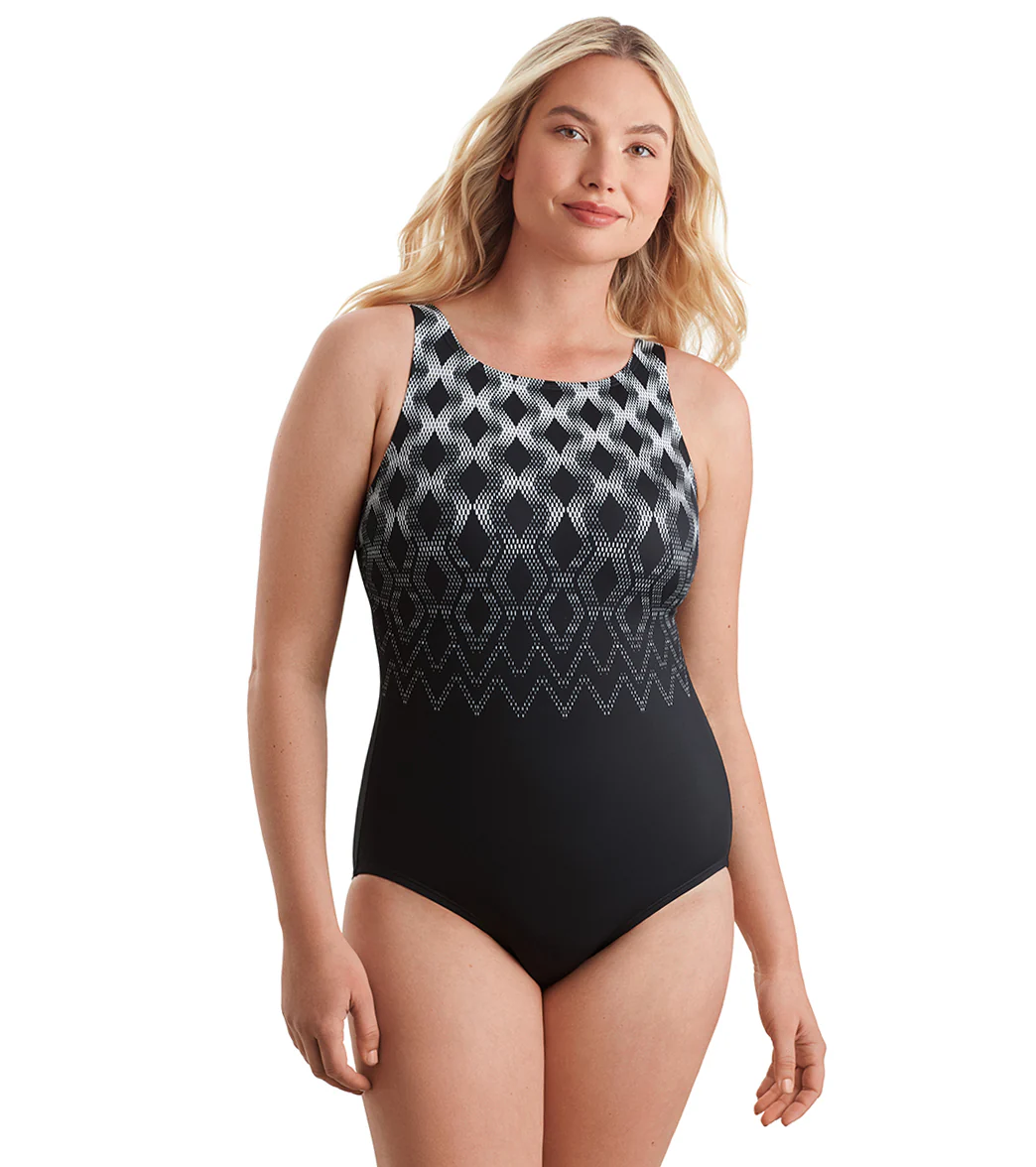 Shape Solver SPORT Women's Linked Up Highneck Tank One Piece Swimsuit - Image 6