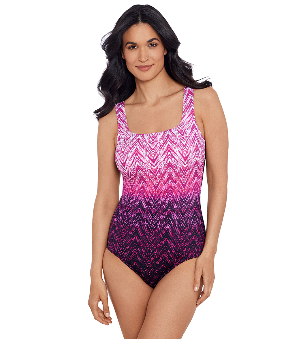 Shape Solver SPORT Women's Sonic Waves Scoop Neck Tank One Piece Swimsuit - Image 8