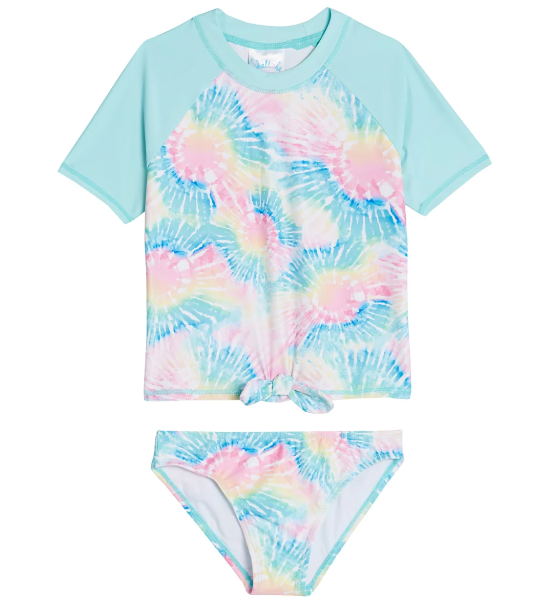 Shelloha Girls' Neon Pastel Short Sleeve Rashguard Set (Little Kid, Big Kid) - Image 4