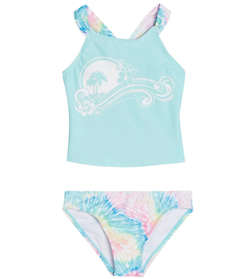 Shelloha Girls' Neon Pastel Two Piece Tankini Set (Little Kid, Big Kid)