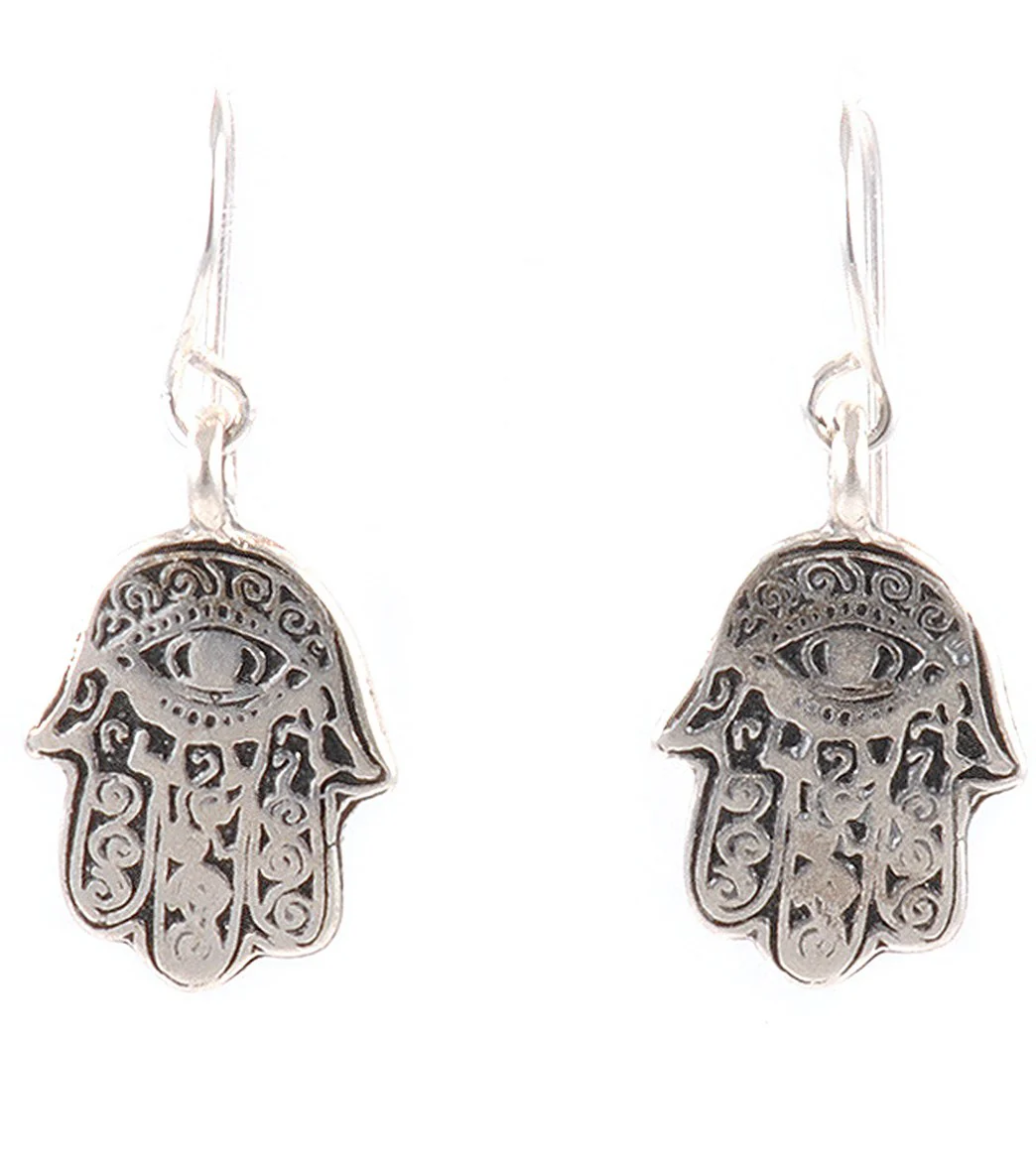 Silver & Sage Silver Hamsa Charm Earrings