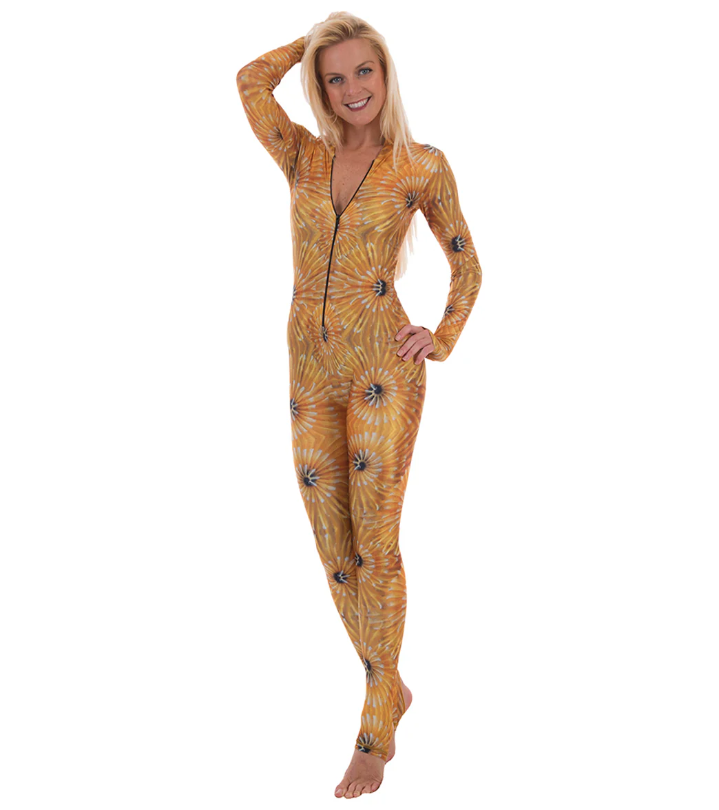 SlipIns Women's Golden Goddess Zippered Unitard