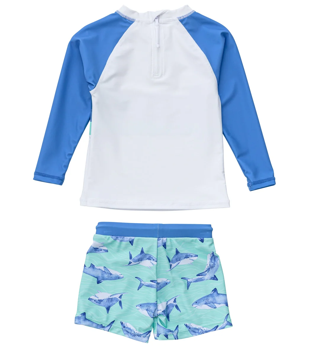 Snapper Rock Boys' Minty Shark LS Baby Set (Baby, Toddler, Little Kid) - Image 2
