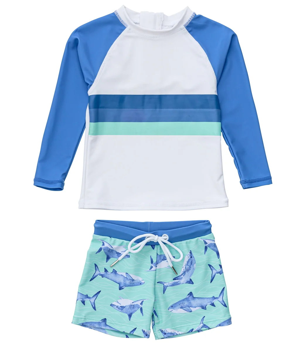 Snapper Rock Boys' Minty Shark LS Baby Set (Baby, Toddler, Little Kid) - Image 7