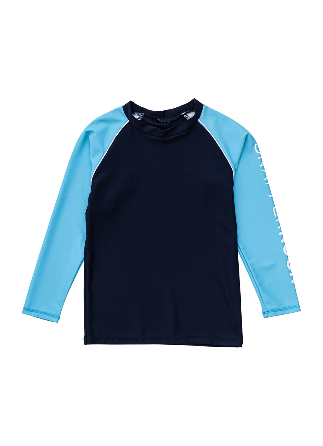 Snapper Rock Boys' Navy Aqua Sleeve Sustainable LS Rash Top (Toddler, Little Kid, Big Kid) - Image 6