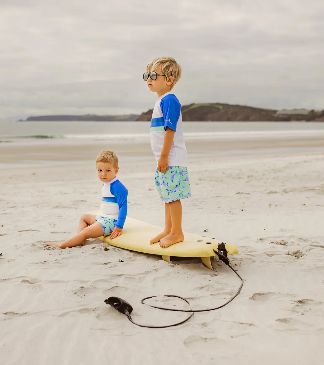 Snapper Rock Boys' Shark Stripe SS Rash Top (Toddler, Little Kid, Big Kid) - Image 3