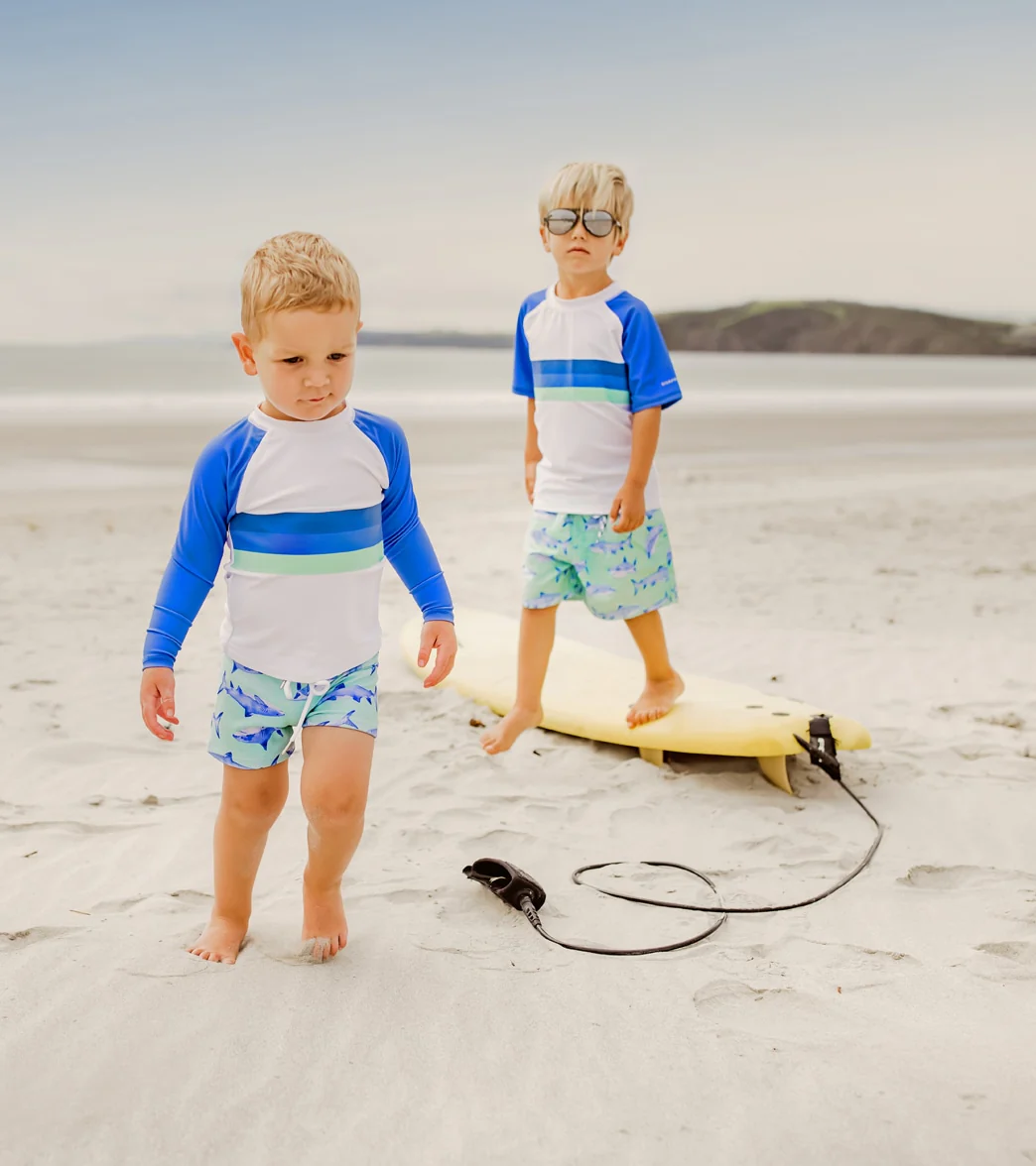 Snapper Rock Boys' Shark Stripe SS Rash Top (Toddler, Little Kid, Big Kid) - Image 4