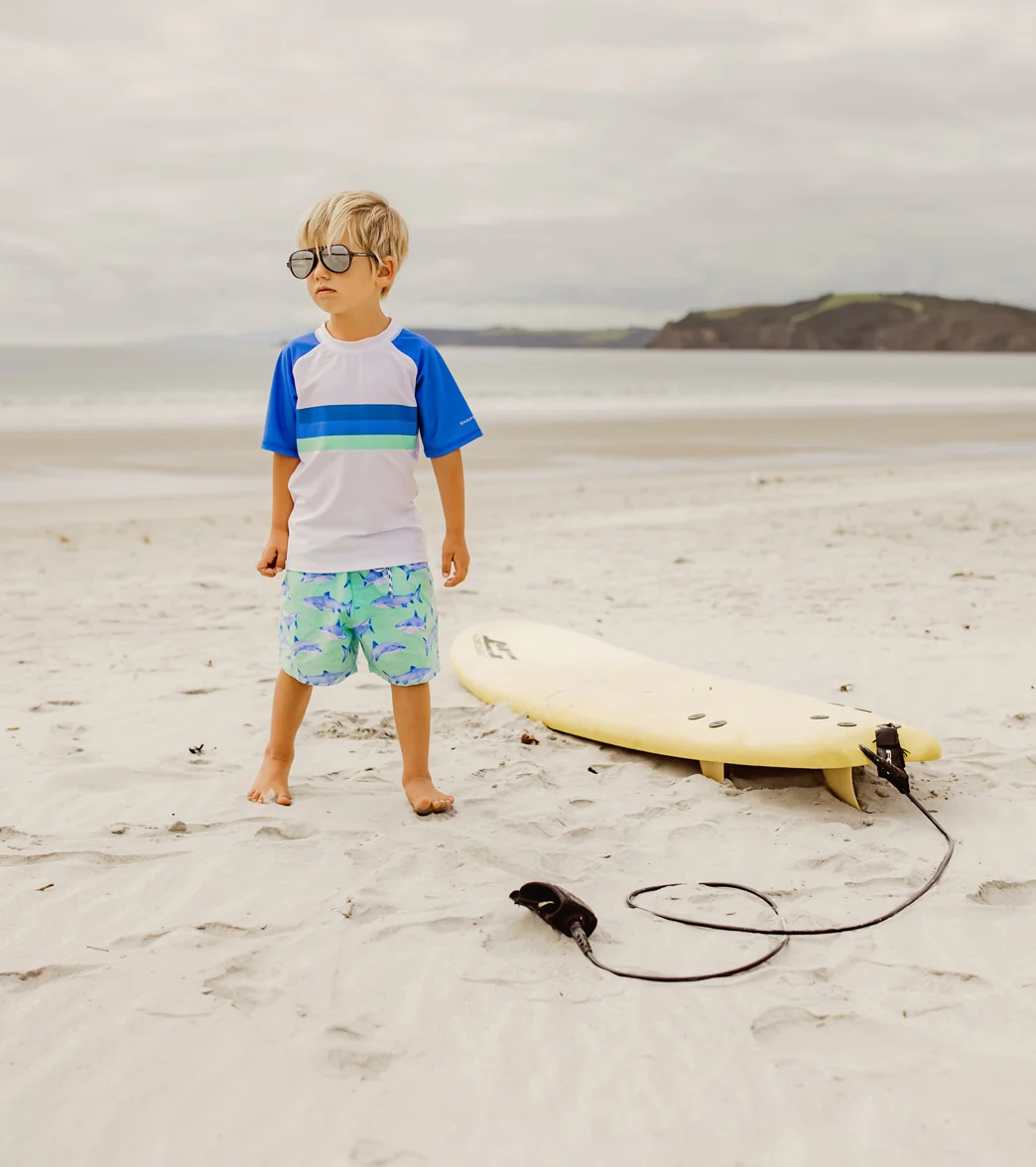 Snapper Rock Boys' Shark Stripe SS Rash Top (Toddler, Little Kid, Big Kid) - Image 5