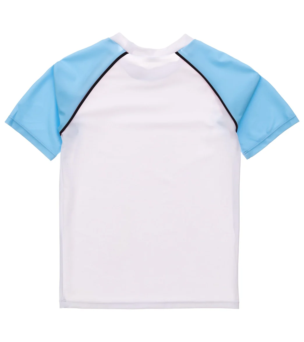Snapper Rock Boys' White Light Blue Sleeve SS Rash Top (Toddler, Little Kid, Big Kid) - Image 2
