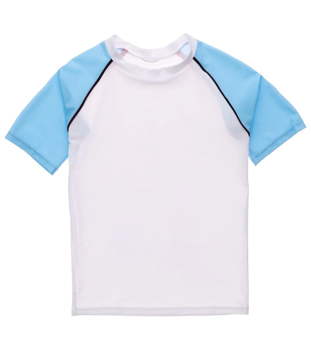 Snapper Rock Boys' White Light Blue Sleeve SS Rash Top (Toddler, Little Kid, Big Kid) - Image 5