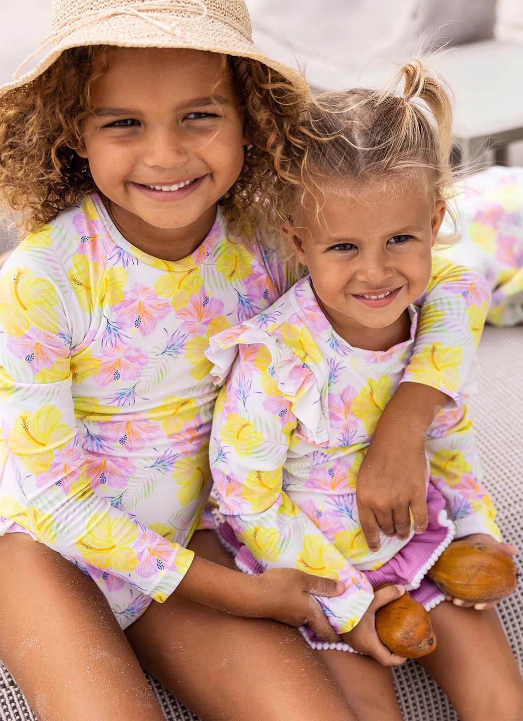 Snapper Rock Girls' Aloha Vacay Ruffle Long Sleeve Two Piece Rash Guard Set (Baby, Toddler, Little Kid) - Image 4
