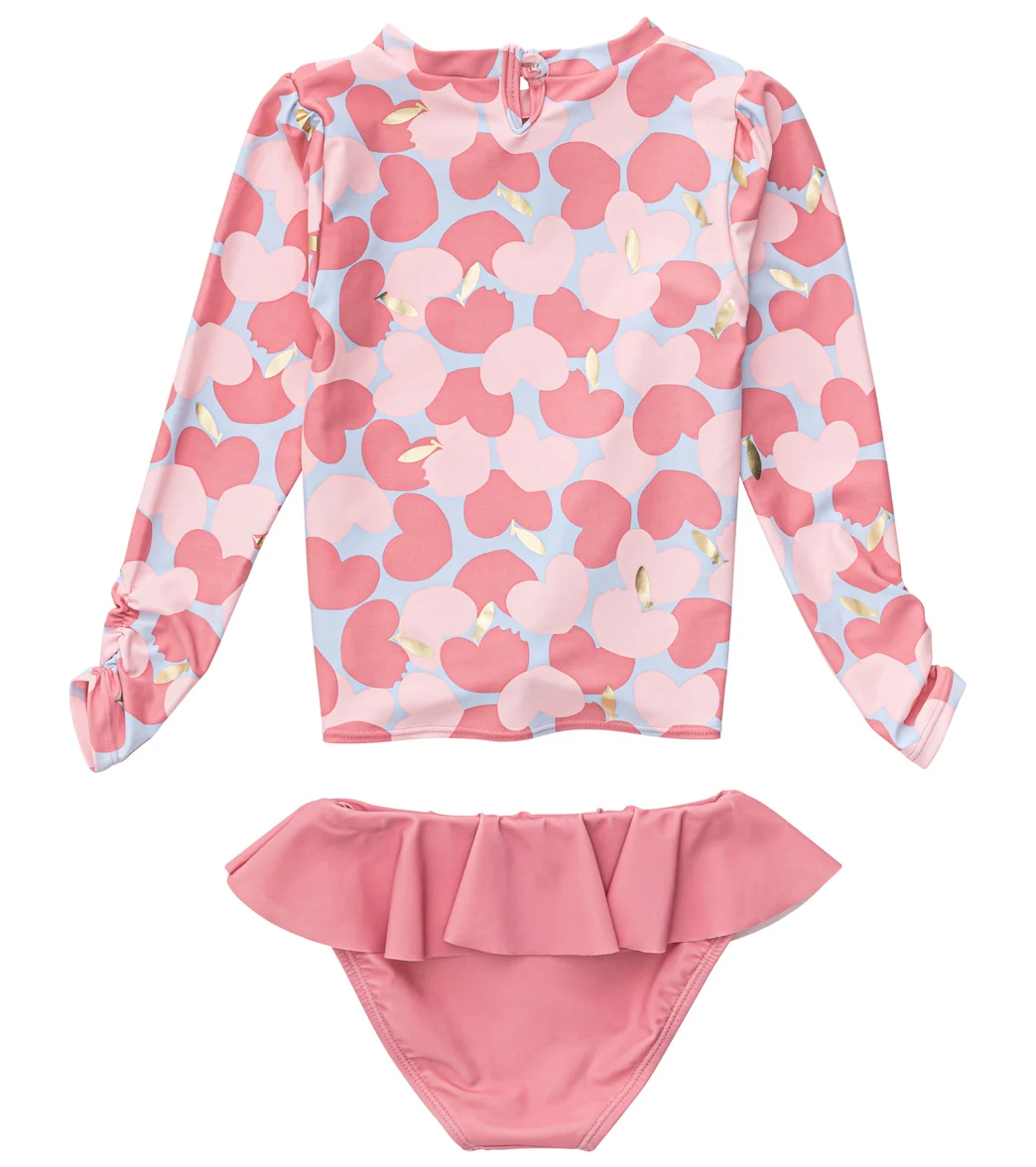 Snapper Rock Girls' Apple Love LS Ruffle Set (Baby, Toddler, Little Kid) - Image 2