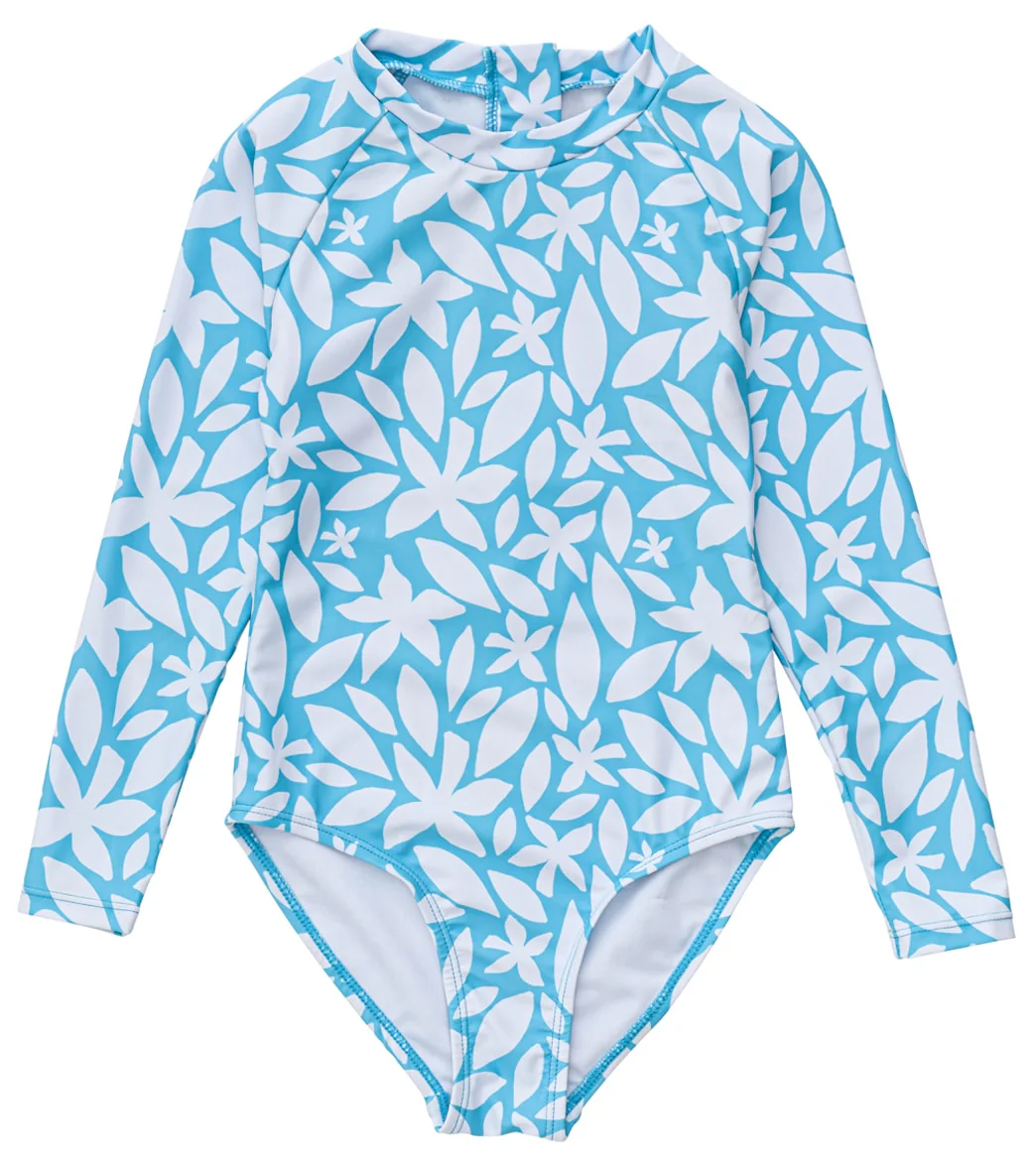 Snapper Rock Girls' Aqua Bloom Sustainable LS Surf Suit (Baby, Toddler, Little Kid, Big Kid)