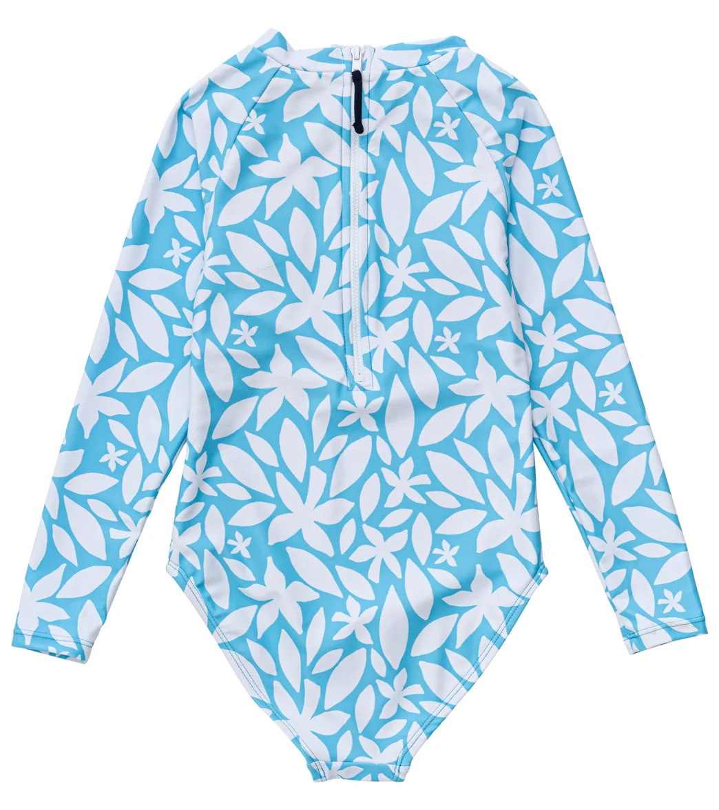 Snapper Rock Girls' Aqua Bloom Sustainable LS Surf Suit (Baby, Toddler, Little Kid, Big Kid) - Image 2