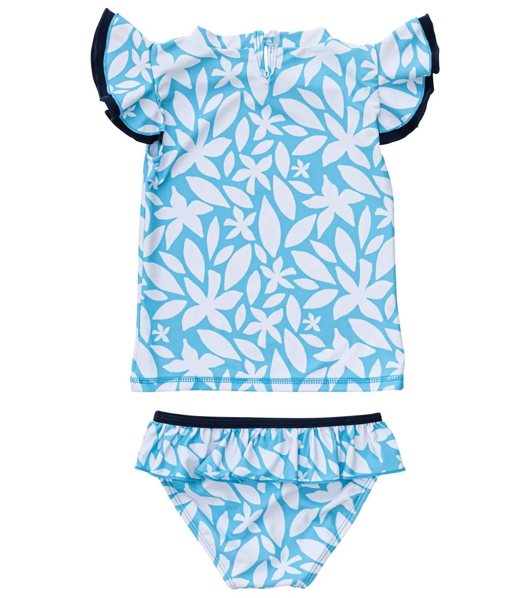 Snapper Rock Girls' Aqua Bloom Sustainable SS Ruffle Set (Baby, Toddler, Little Kid) - Image 2
