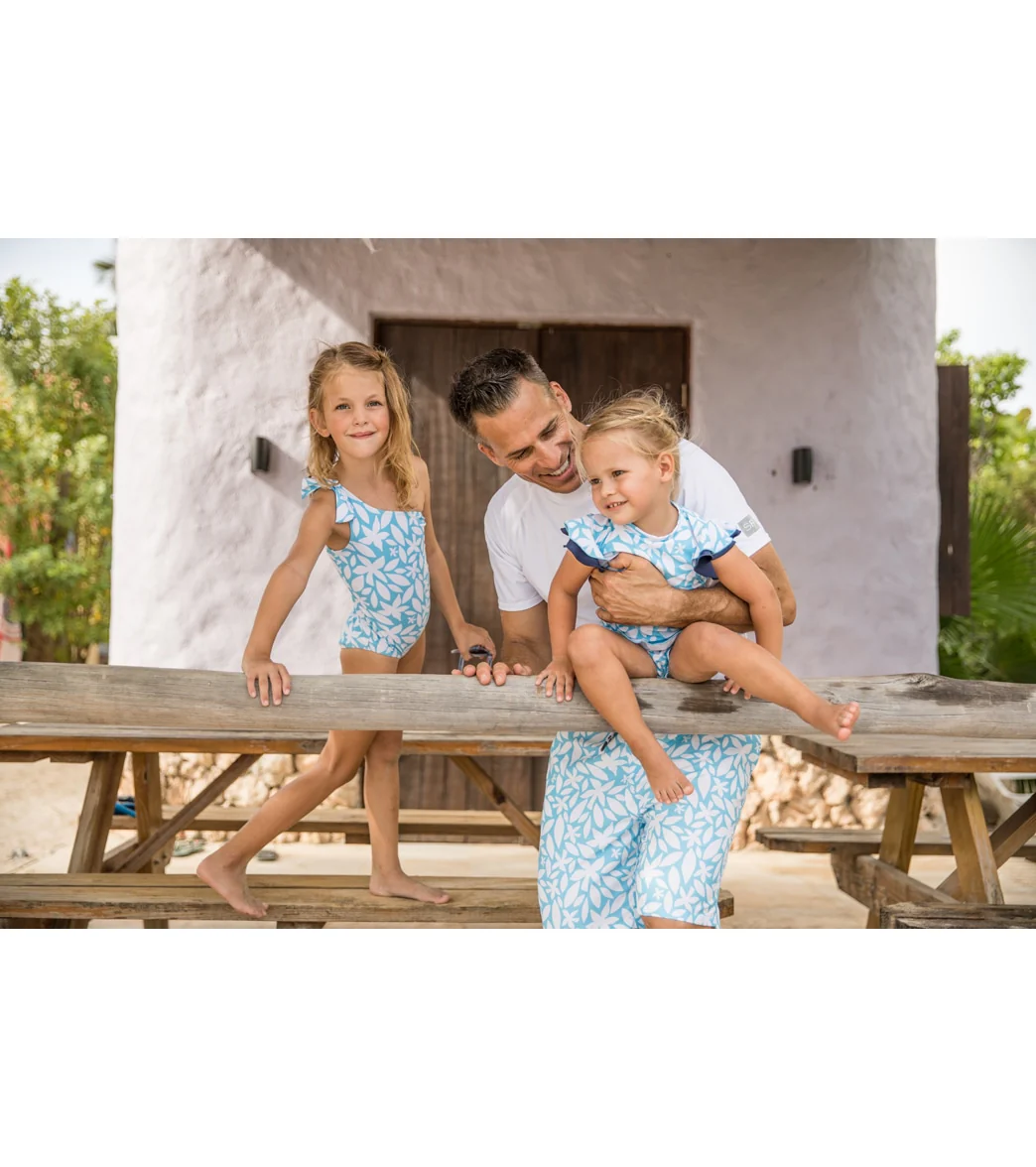 Snapper Rock Girls' Aqua Bloom Sustainable SS Ruffle Set (Baby, Toddler, Little Kid) - Image 3