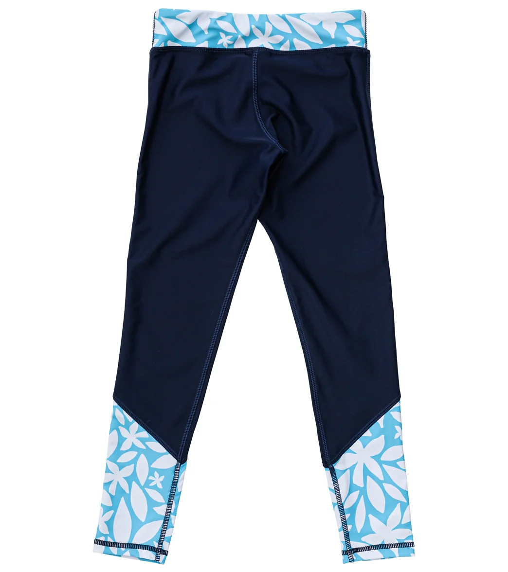 Snapper Rock Girls' Aqua Bloom Sustainable Swim Leggings (Big Kid) - Image 2