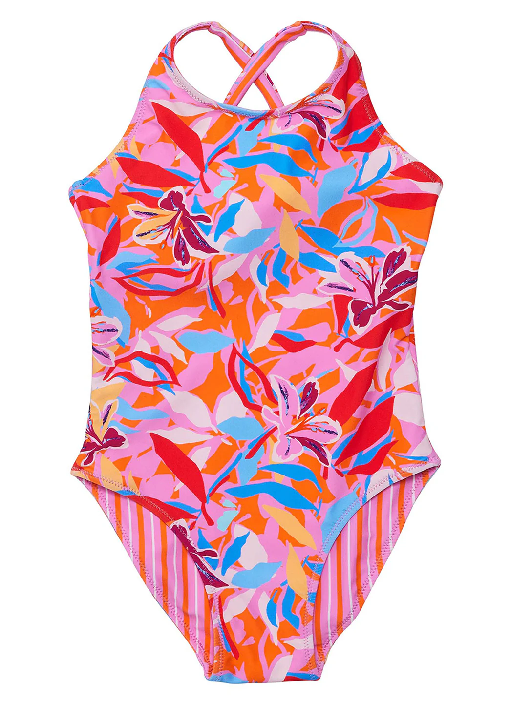 Snapper Rock Girls' Blooming Sunset Cross Back One Piece Swimsuit (Little Kid, Big Kid) - Image 4