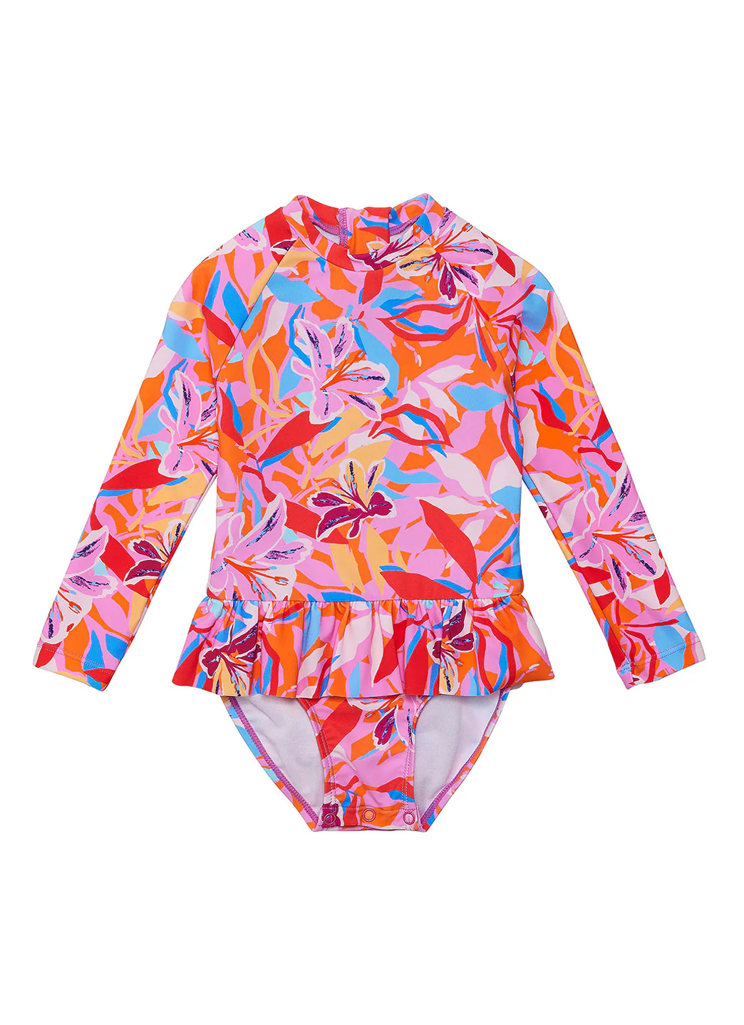 Snapper Rock Girls' Blooming Sunset Long Sleeve Skirted One Piece Swimsuit (Baby, Toddler, Little Kid) - Image 2