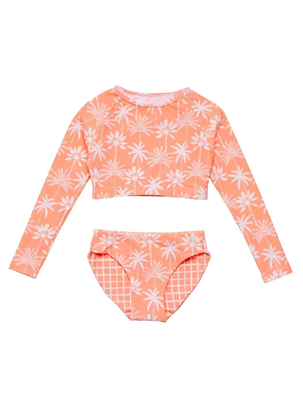 Snapper Rock Girls' Cali Palms Sustainable Crop Long Sleeve Rash Guard Set (Little Kid, Big Kid)