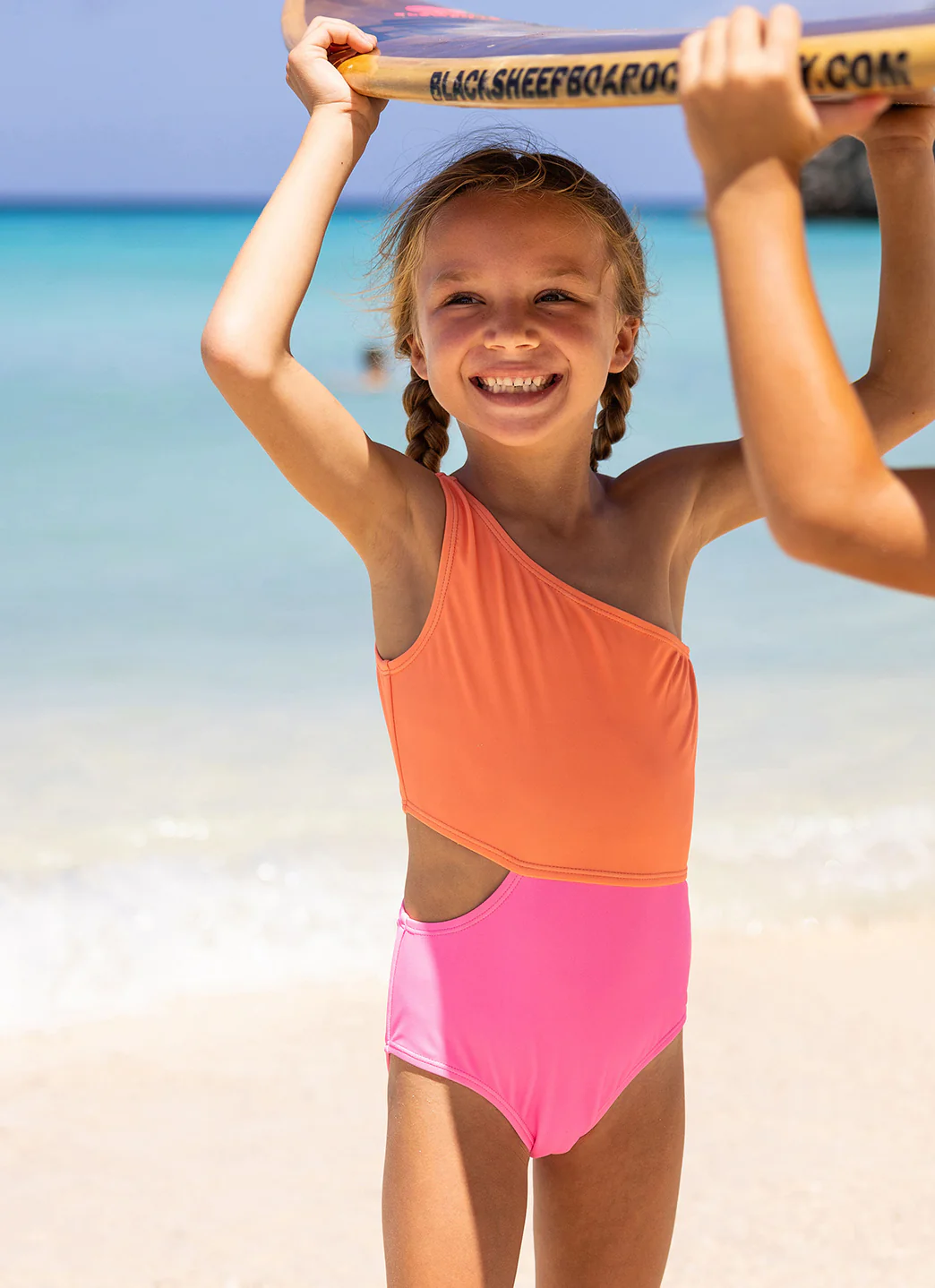 Snapper Rock Girls' Candy Colorblock One Shoulder One Piece Swimsuit (Little Kid, Big Kid) - Image 3
