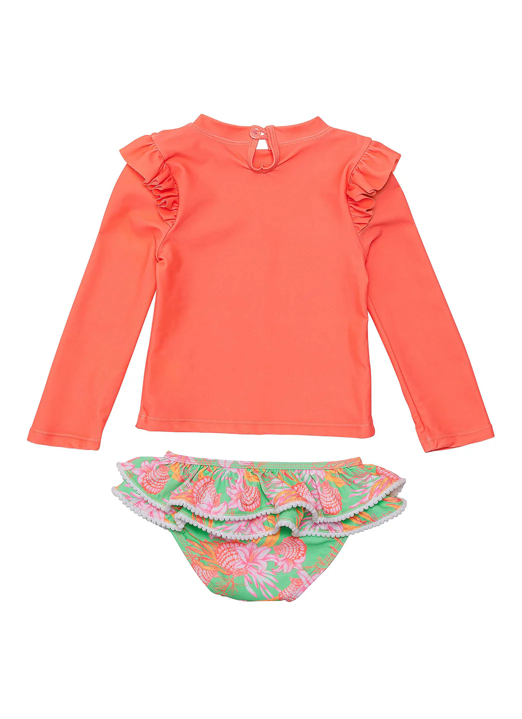 Snapper Rock Girls' Coastal Shells Long Sleeve Two Piece Rash Guard Set (Baby, Toddler, Little Kid) - Image 5