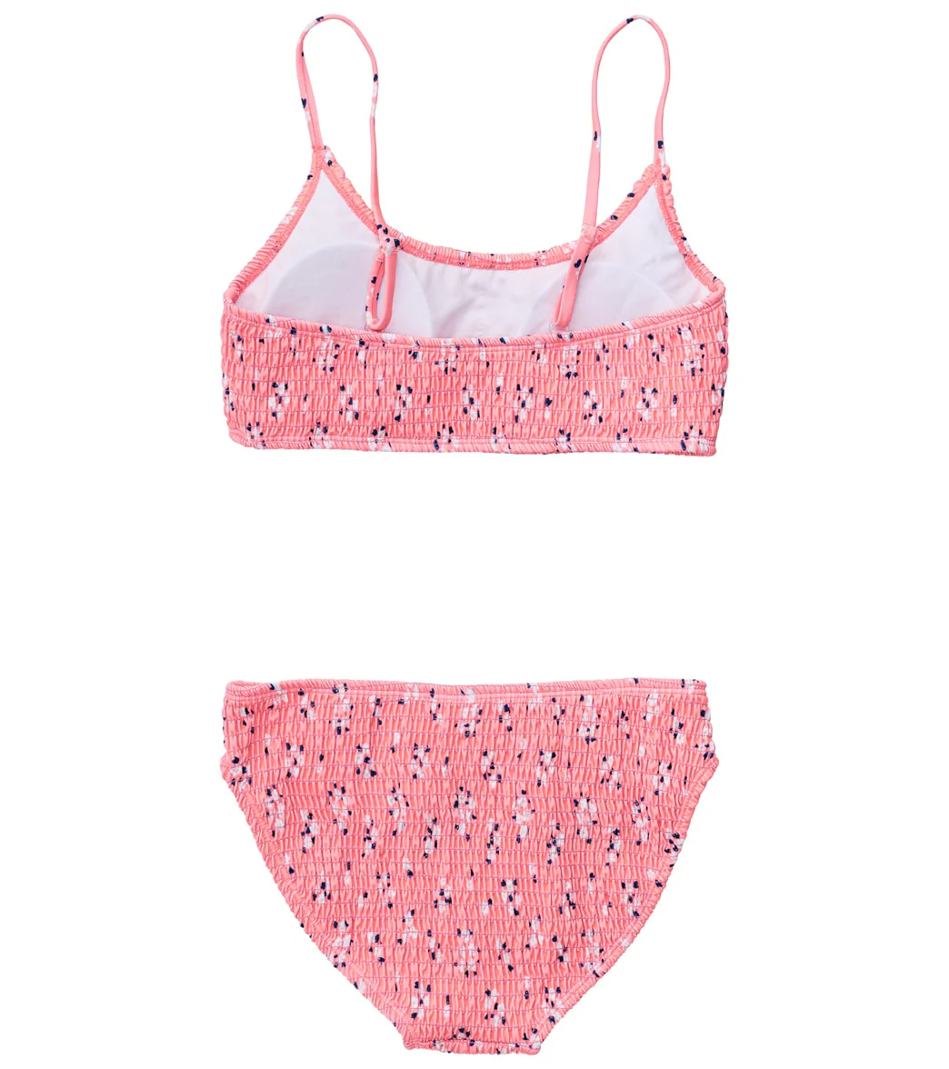 Snapper Rock Girls' Ditsy Coral Shirred Bikini Set (Little Kid, Big Kid) - Image 2