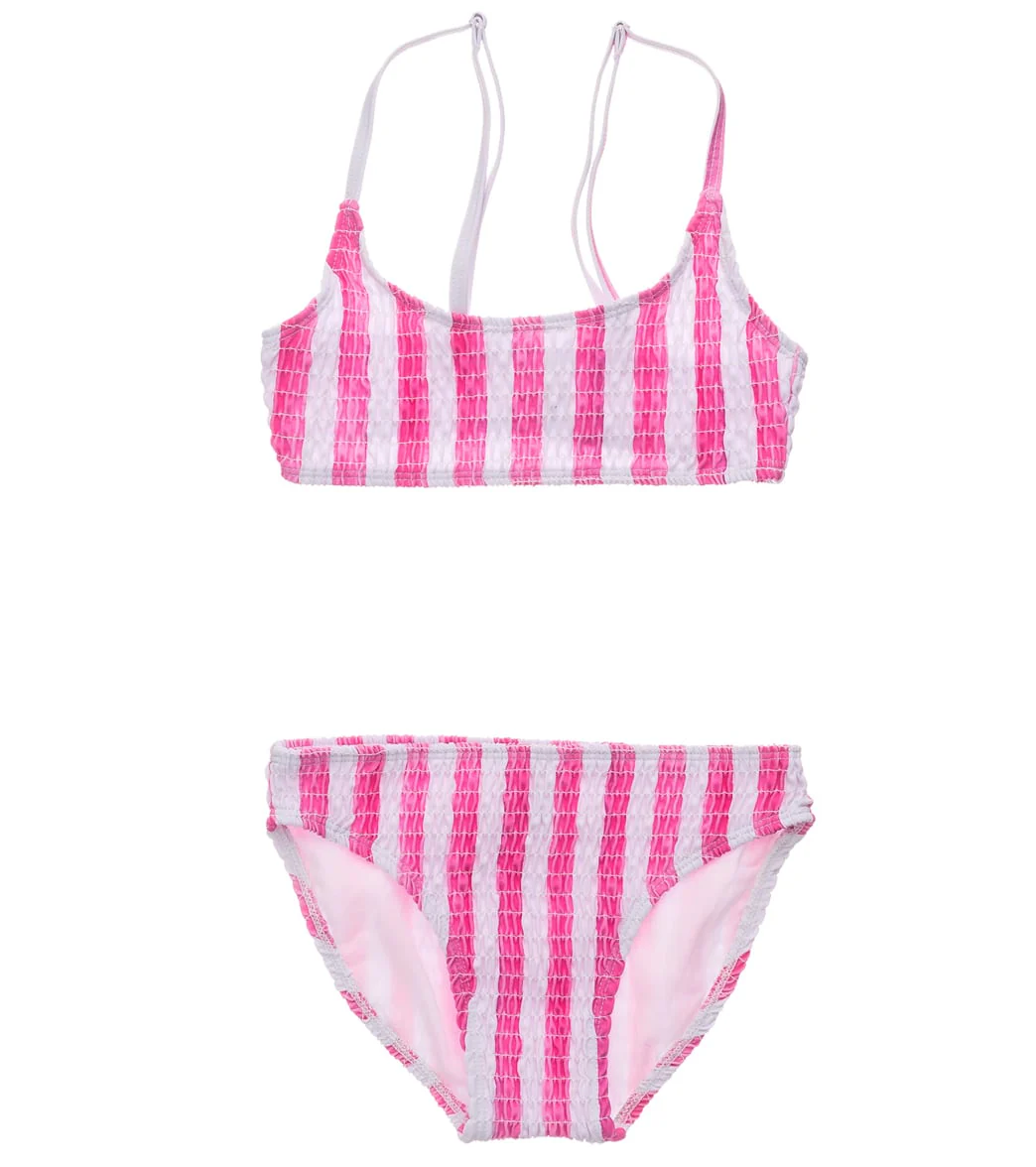 Snapper Rock Girls' Fiesta Stripe Shirred Crop Two Piece Bikini (Big Kid) - Image 6