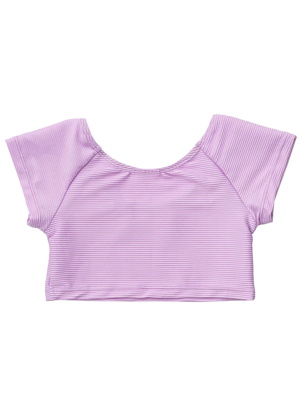 Snapper Rock Girls' Lavender Rib Crop SS Rashguard Top (Toddler, Little Kid, Big Kid) - Image 2