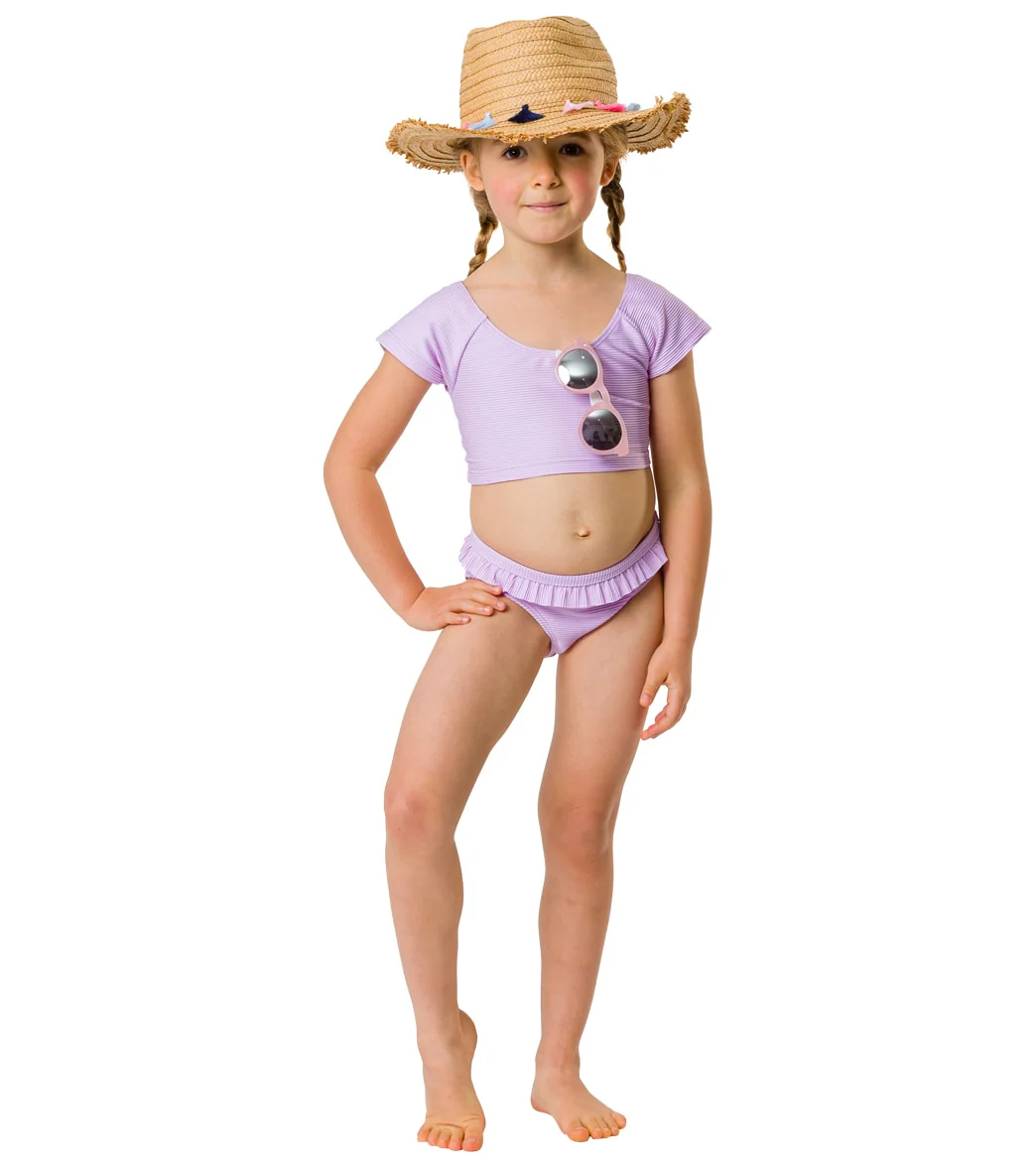 Snapper Rock Girls' Lavender Rib Crop SS Rashguard Top (Toddler, Little Kid, Big Kid) - Image 6