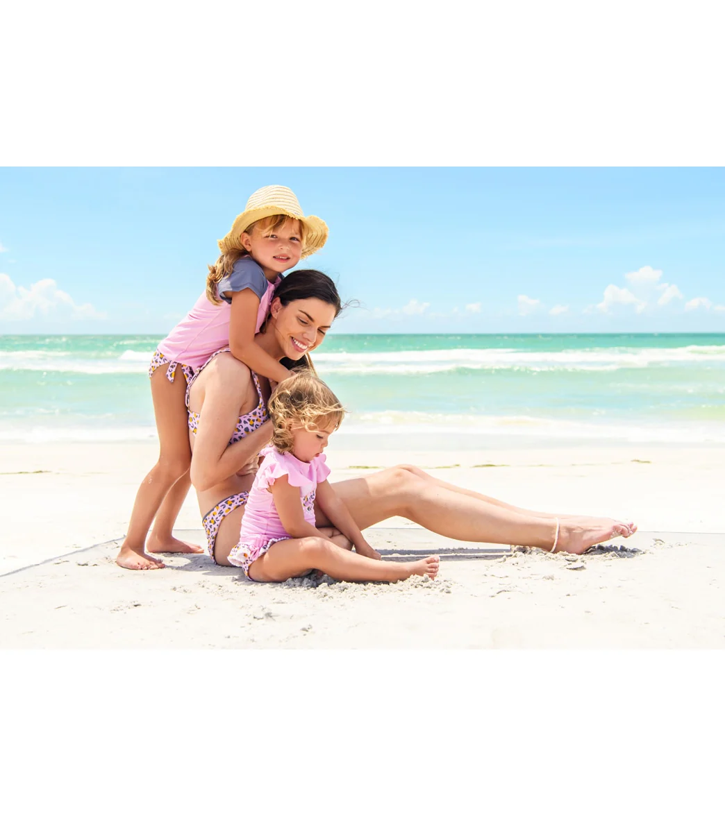 Snapper Rock Girls' Leopard Love Short Sleeve Two Piece Ruffle Rash Guard Set (Baby, Toddler) - Image 3