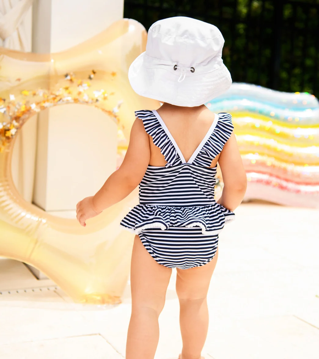 Snapper Rock Girls' Nautical Stripe One Piece Skirt Swimsuit (Baby, Toddler) - Image 3