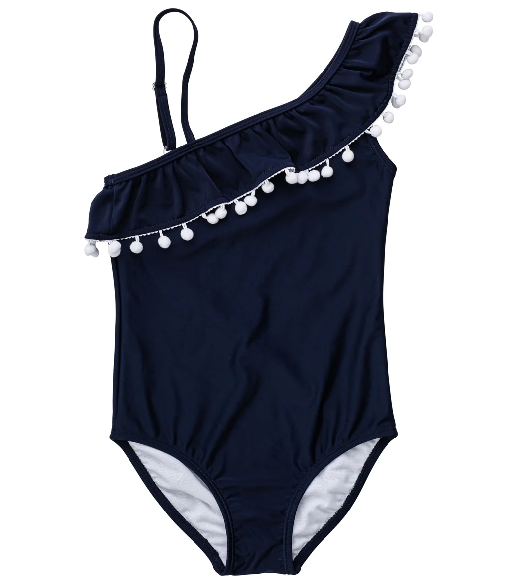 Snapper Rock Girls' Navy One Shoulder Frill Swimsuit (Toddler, Little Kid, Big Kid) - Image 8