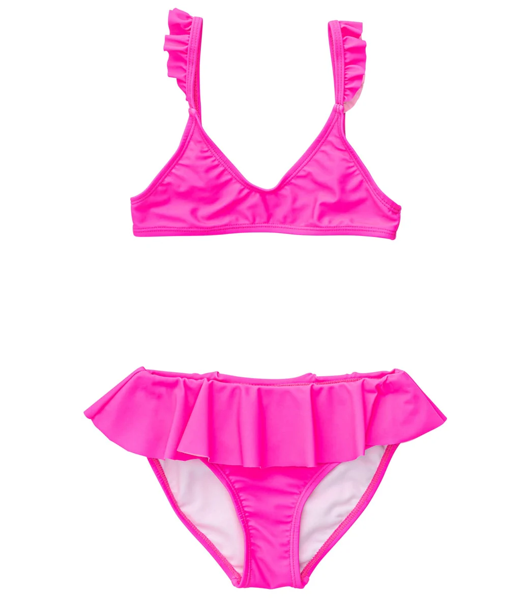 Snapper Rock Girls' Neon Queen Pink Frilled Bikini Set (Little Kid, Big Kid)