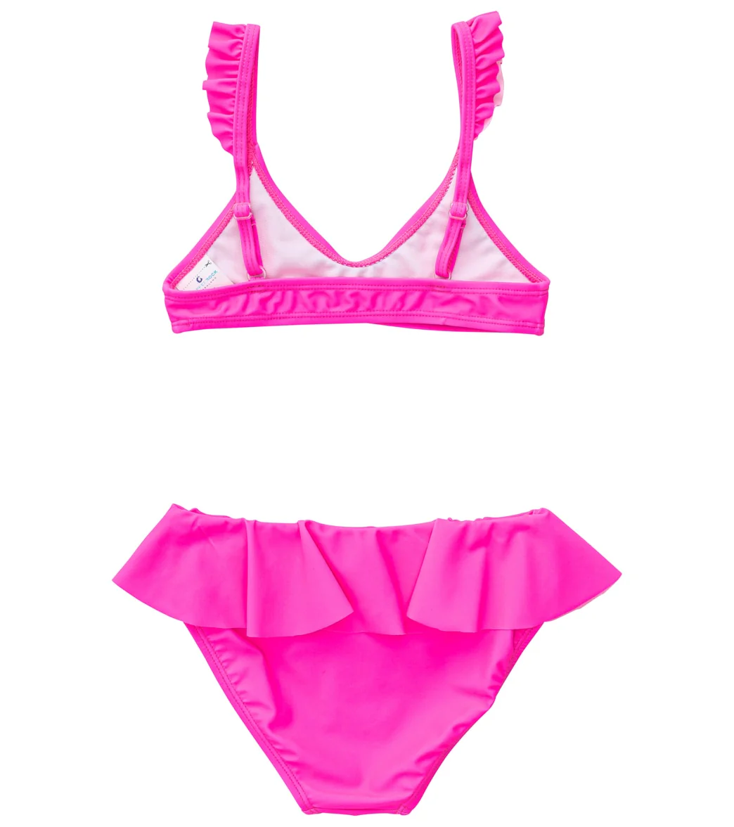 Snapper Rock Girls' Neon Queen Pink Frilled Bikini Set (Little Kid, Big Kid) - Image 2