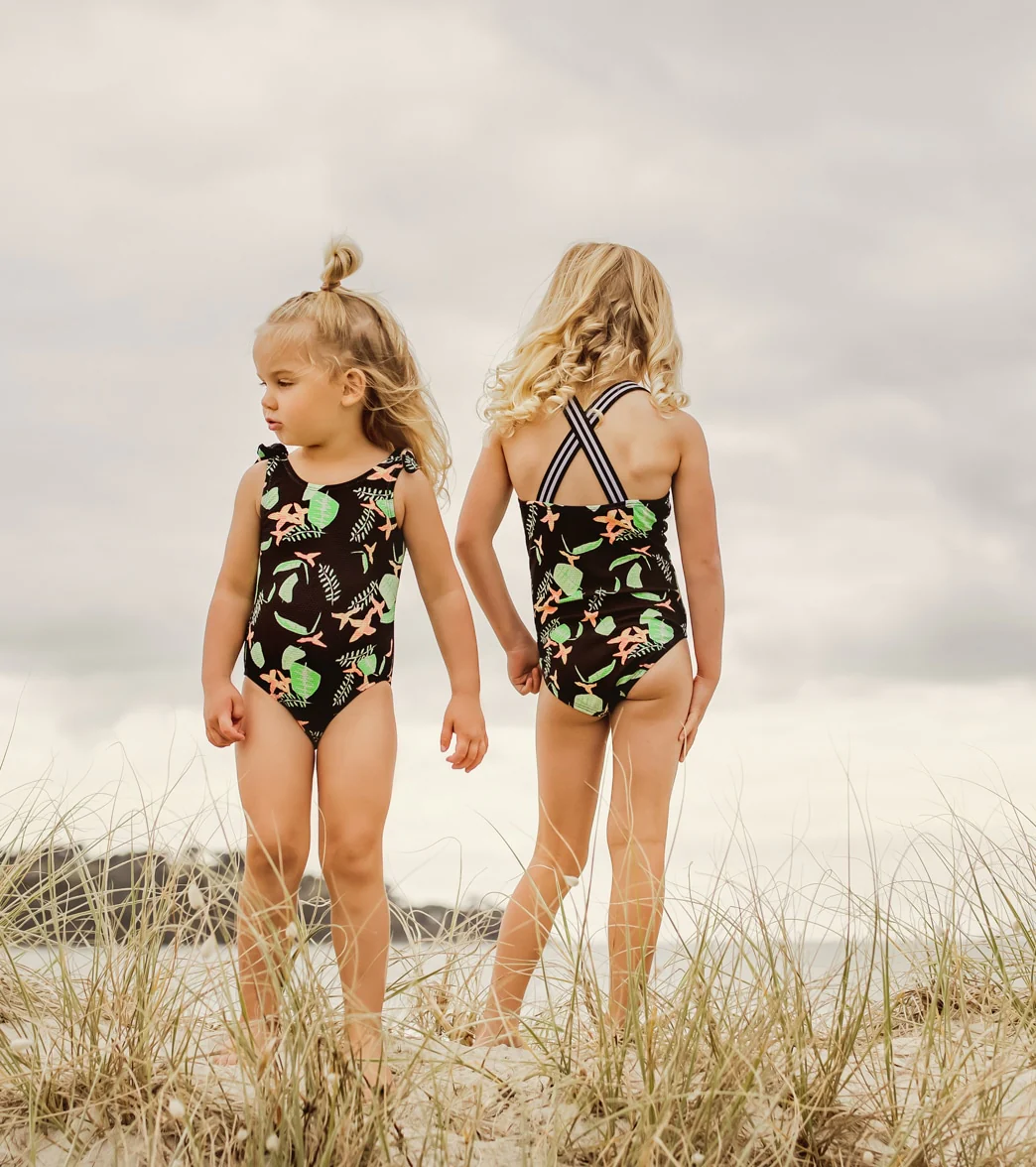 Snapper Rock Girls' Neon Rainforest Sustainable X Back Swimsuit (Little Kid, Big Kid) - Image 3