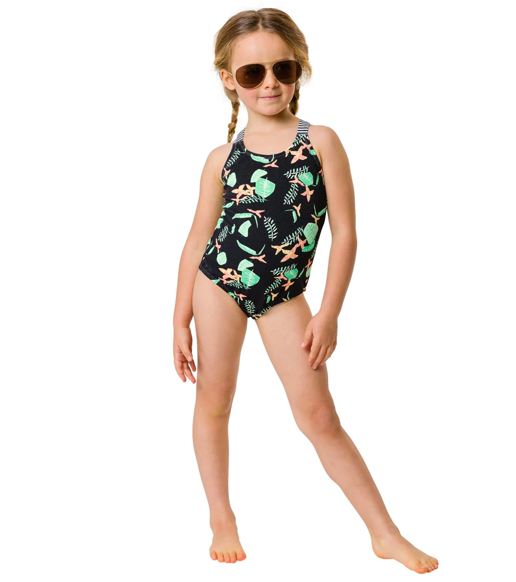 Snapper Rock Girls' Neon Rainforest Sustainable X Back Swimsuit (Little Kid, Big Kid) - Image 4