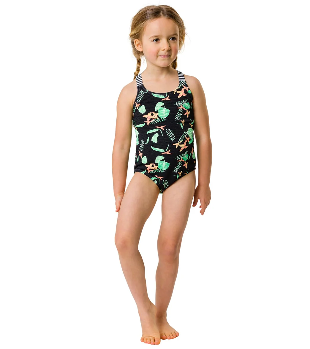 Snapper Rock Girls' Neon Rainforest Sustainable X Back Swimsuit (Little Kid, Big Kid) - Image 5