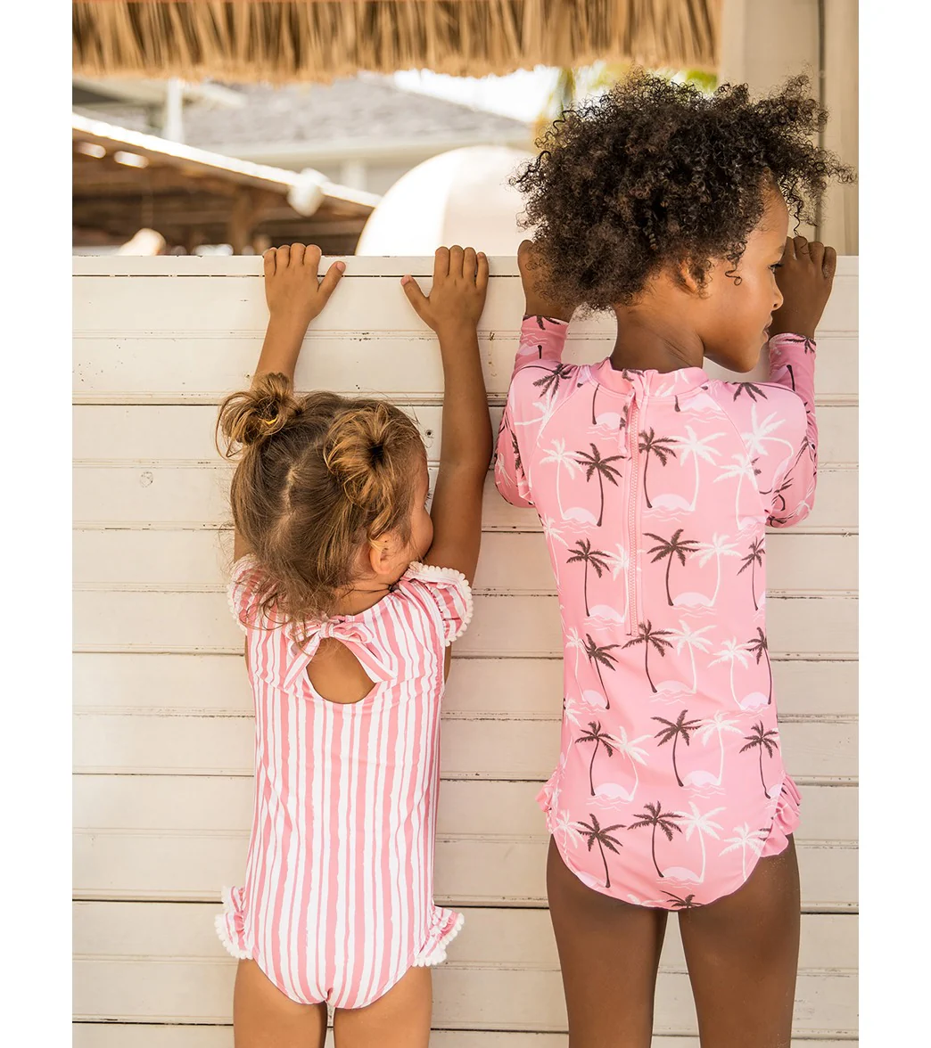 Snapper Rock Girls' Palm Paradise Long Sleeve One Piece Swimsuit (Toddler, Little Kid, Big Kid) - Image 4