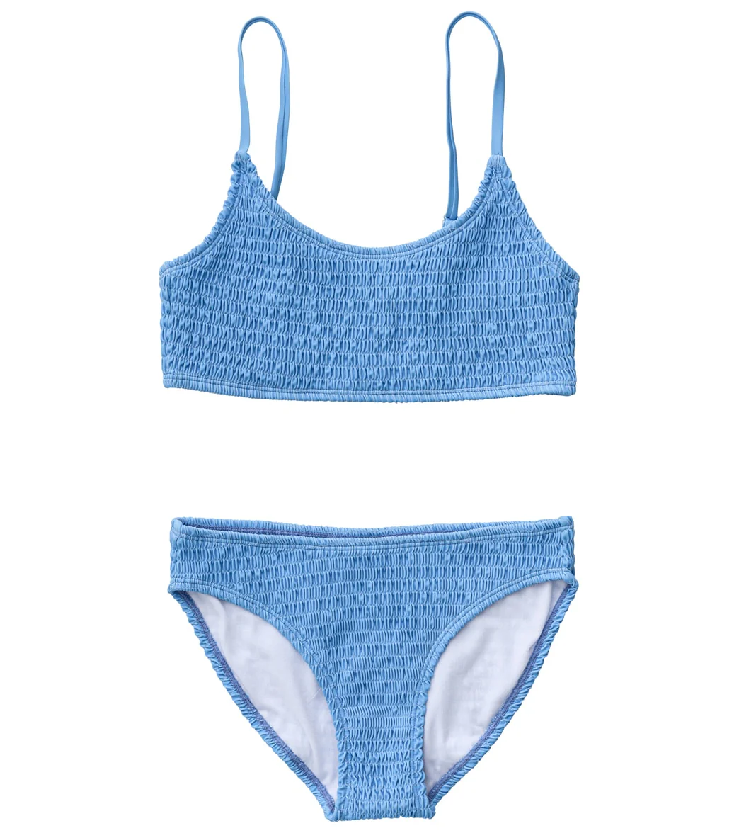 Snapper Rock Girls' Powder Blue Sustainable Shirred Bikini Set (Little Kid, Big Kid) - Image 8