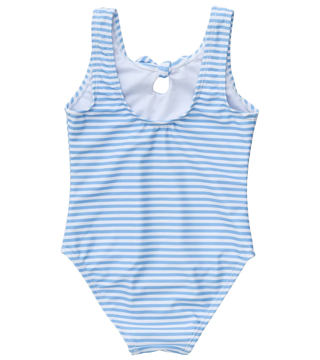 Snapper Rock Girls' Powder Blue Sustainable Stripe Bow Swimsuit (Baby, Toddler) - Image 2