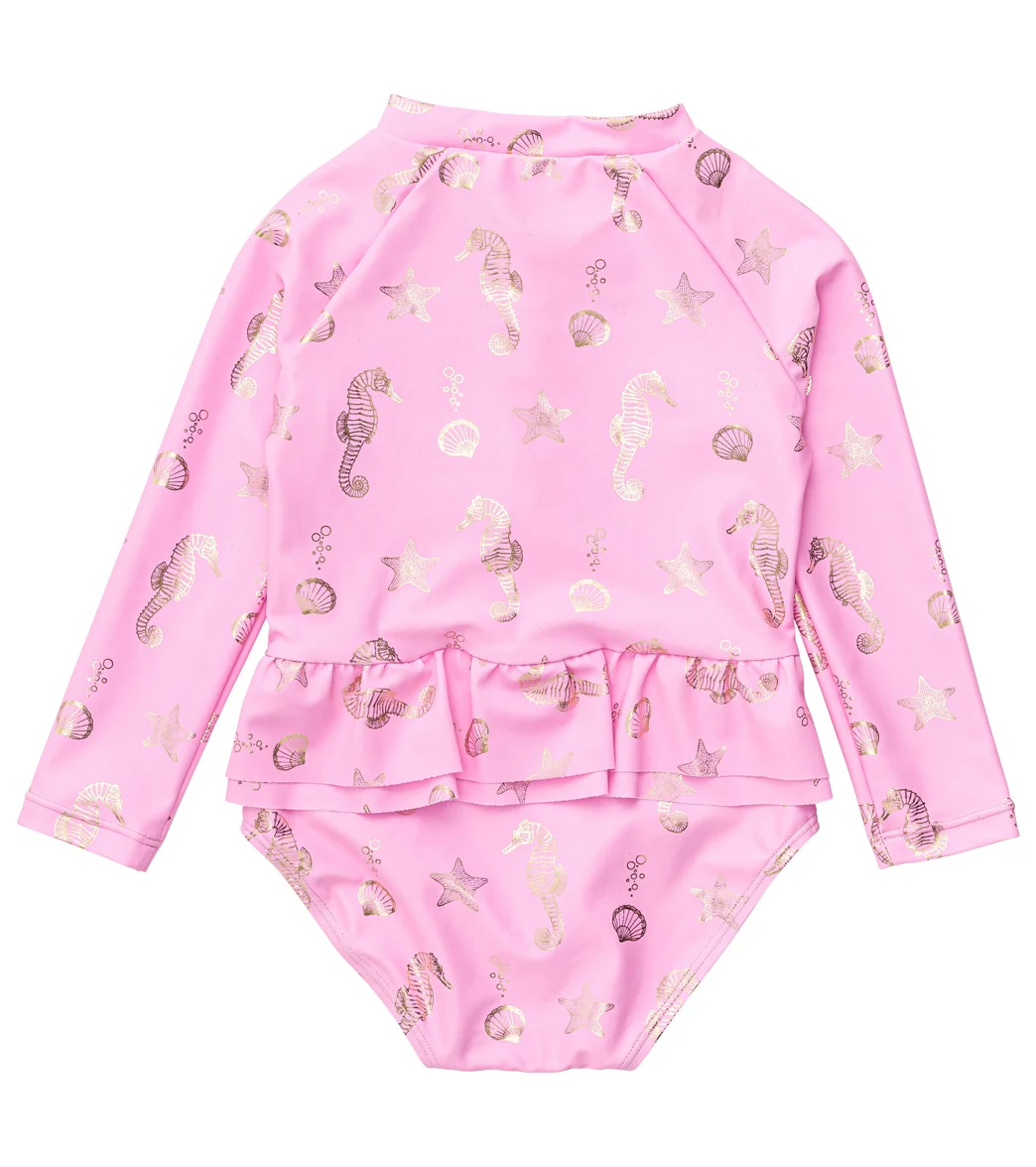 Snapper Rock Girls' Seahorse Sparkle LS Surf Suit (Baby, Toddler, Little Kid) - Image 2
