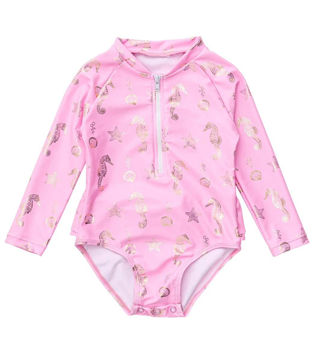 Snapper Rock Girls' Seahorse Sparkle LS Surf Suit (Baby, Toddler, Little Kid) - Image 6