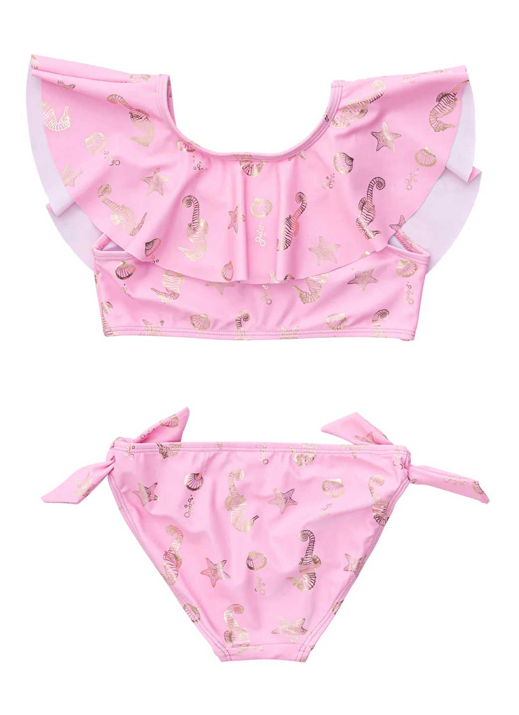 Snapper Rock Girls' Seahorse Sparkle Shoulder Flounce Bikini Set (Toddler, Little Kid, Big Kid) - Image 2