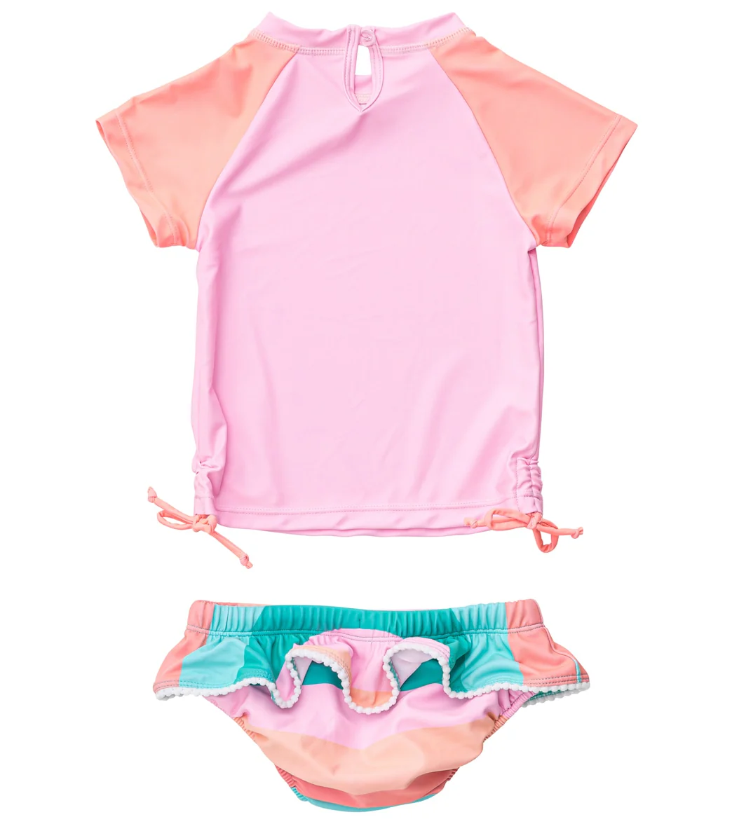 Snapper Rock Girls' Sunset Stripe SS Ruffle Set (Baby, Toddler, Little Kid) - Image 2