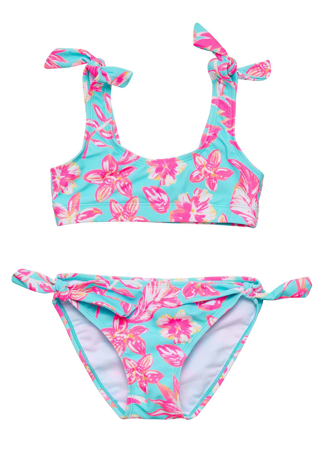 Snapper Rock Girls' Tropical Glow Sustainable Crop Two Piece Bikini Set (Little Kid, Big Kid) - Image 2